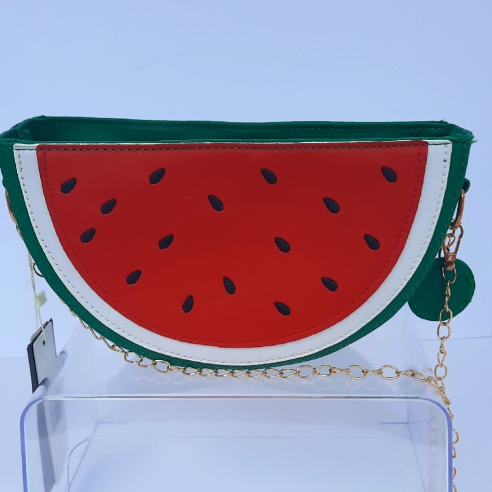 ErinAnnie Watermelon Crossbody Bag with Gold Chain